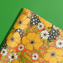 Orange Vintage Floral Pattern Wrapping Paper, thumbnail 2 of 7