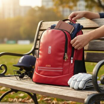 Personalised England Red Cricket Rucksack, 3 of 10