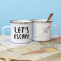 Let's Escape Paper Plane Enamel Mug, thumbnail 1 of 4