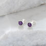 Birthstone Stud Earrings February: Amethyst And Silver, thumbnail 1 of 4