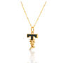 Gold Plated T Initial Necklace With Green Marble, thumbnail 2 of 6