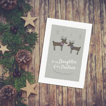 'Daughter And Her Partner' Christmas Card Reindeer, 8 of 10