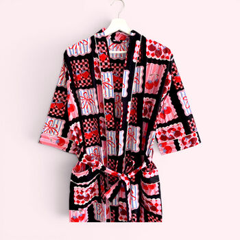 Cherry And Bow Print 100% Cotton Dressing Gown, 5 of 6