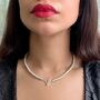 Sterling Silver Minimalist Rings Choker Necklace, thumbnail 1 of 8