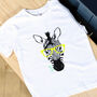 Kids Personalised Zebra With Glasses T Shirt, thumbnail 2 of 6