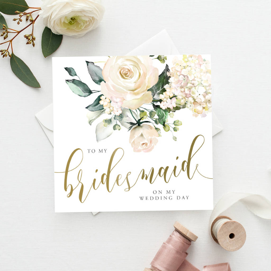 To My Bridesmaid Card | Watercolour Rose, 1 of 5