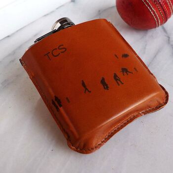 Personalised Cricket Hip Flask In Gift Box, 2 of 8