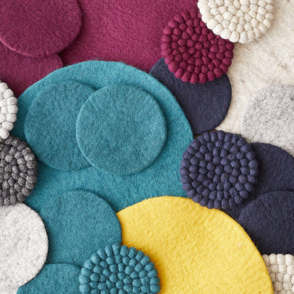 Fair Trade Handmade Eco Felt Table Mat Placemat 4pc Set By Aura Que