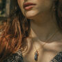 Gold Plate And Blue Vein Stone Crystal Point Necklace, thumbnail 1 of 3