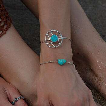 Single Turquoise Beaded Chain Silver Bracelet, 3 of 5