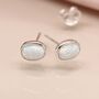 Oval Sterling Silver White Opal Stud Earrings, thumbnail 5 of 8