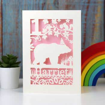 Personalised Papercut Bear Birthday Card, 6 of 8