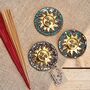 Smiling Gold Sun Incense Stick Holder Ash Catcher, thumbnail 2 of 12