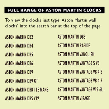 Personalised Aston Martin Vantage V12 6 L Wall Clock, 2 of 5