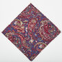 Mens Purple And Red Paisley Pocket Square, thumbnail 2 of 7
