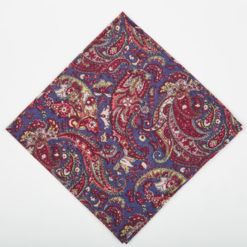 Mens Purple And Red Paisley Pocket Square, 2 of 7