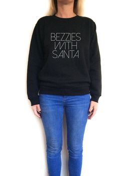 'Bezzies With Santa' Slogan Sweatshirt, 2 of 3