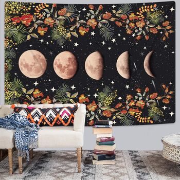 Moon Phase With Flower Vine Tapestry Wall Hanging, 3 of 6