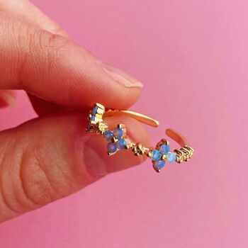 Forget Me Not Flower Gold Plated Ring, 3 of 10