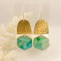Blue Marbled Hexagon And Arch Drop Earrings, thumbnail 4 of 8