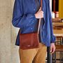 Personalised Small Brown Leather Messenger Bag, thumbnail 7 of 9
