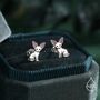 Fennec Fox Stud Earrings In Sterling Silver, thumbnail 5 of 11