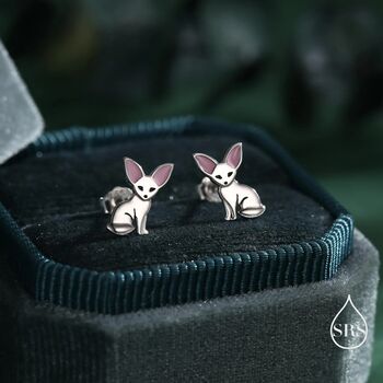Fennec Fox Stud Earrings In Sterling Silver, 5 of 11