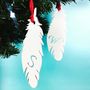 Personalised Memorial Feather Christmas Decoration, thumbnail 1 of 2