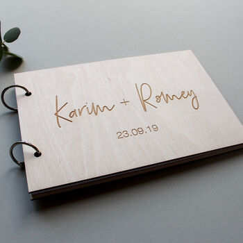 Personalised Wooden Simple Wedding Guestbook, 2 of 5