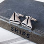 Silver Sail Boat Cufflinks, thumbnail 2 of 4