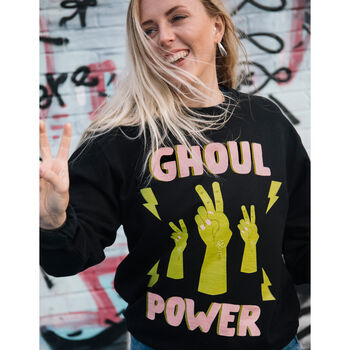 Ghoul Power Women's Halloween Slogan Sweatshirt, 3 of 8