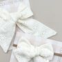 Cream Broderie Lace Hair Bow Xl, thumbnail 2 of 3