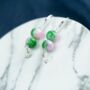 Colourful Orange Marble Pearl Double Pearl Earrings, thumbnail 7 of 10