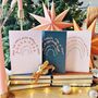 Six Rainbow Christmas Carol Cards Recycled, thumbnail 4 of 6