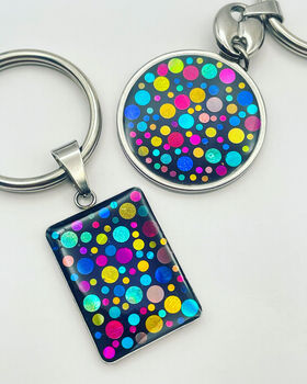 Rectangle Disco Keyring With Colourful Sparkles, 6 of 8