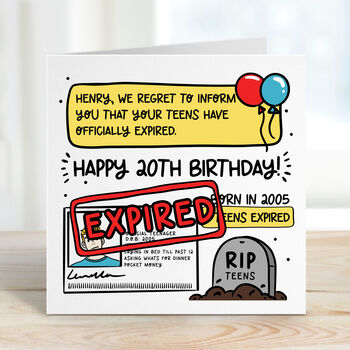 20th Birthday Card Teens Expired For Son/Brother/Boys/Him, 3 of 3