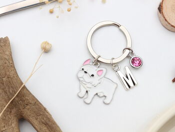 Personalised White French Bulldog Keyring, 7 of 9