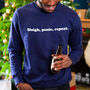 Sleigh, Panic, Repeat Men's Christmas Jumper, thumbnail 1 of 6