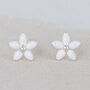 Mini Sterling Silver White Daisy Flower Stud Earrings, thumbnail 3 of 7