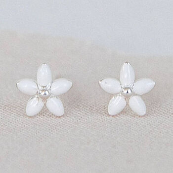 Mini Sterling Silver White Daisy Flower Stud Earrings, 3 of 7