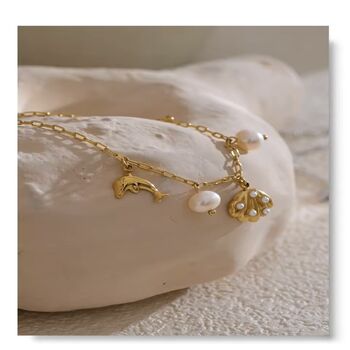 Cannes D’or Gold Pearl Dolphin Oyster Gala Bracelet, 3 of 4