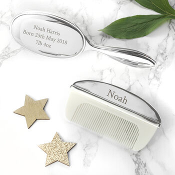Personalised Classic Silver Plated Brush And Comb Set, 5 of 8