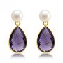 Freshwater Pearl And Gold Amethyst Drop Earrings, thumbnail 2 of 4