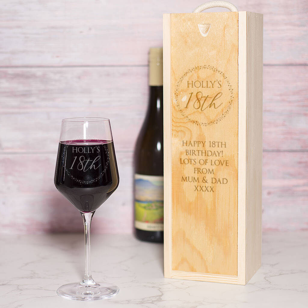 Birthday Sparkly Circle Wine Bottle Gift Box And Glass By Love Lumi Ltd