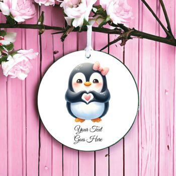 Personalised Cute Penguin Love Heart Hand, 2 of 2