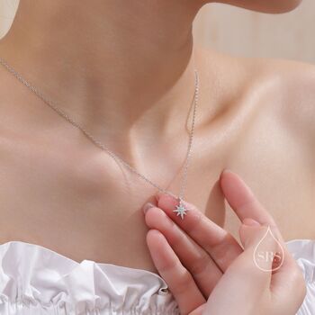 Tiny Starburst Pendant Necklace In Sterling Silver, 7 of 12
