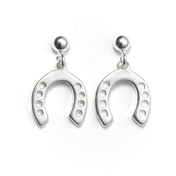 Sterling Silver Lucky Horseshoe Earrings, 4 of 7