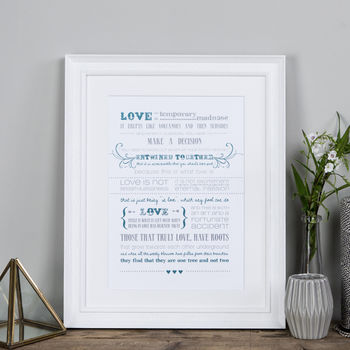 'Love Is A Temporary Madness' Wedding Anniversary Print, 3 of 6