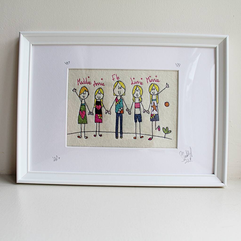 Personalised Family Picture Portrait Embroidery By Seabright Designs ...