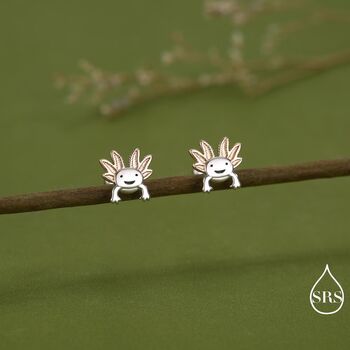 Tiny Axolotl Screw Back Earrings In Sterling Silver, 7 of 11
